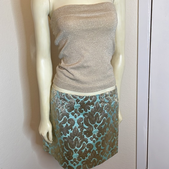 express /j crew curated outfit y2k late 90’s early 2000 tube top and skirt gold - Picture 5 of 6